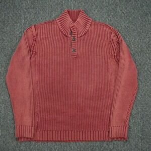 Carbon 2 Cobalt Sweater Men Large Red Fireside Waffle Knit Fisherman Heavyweight